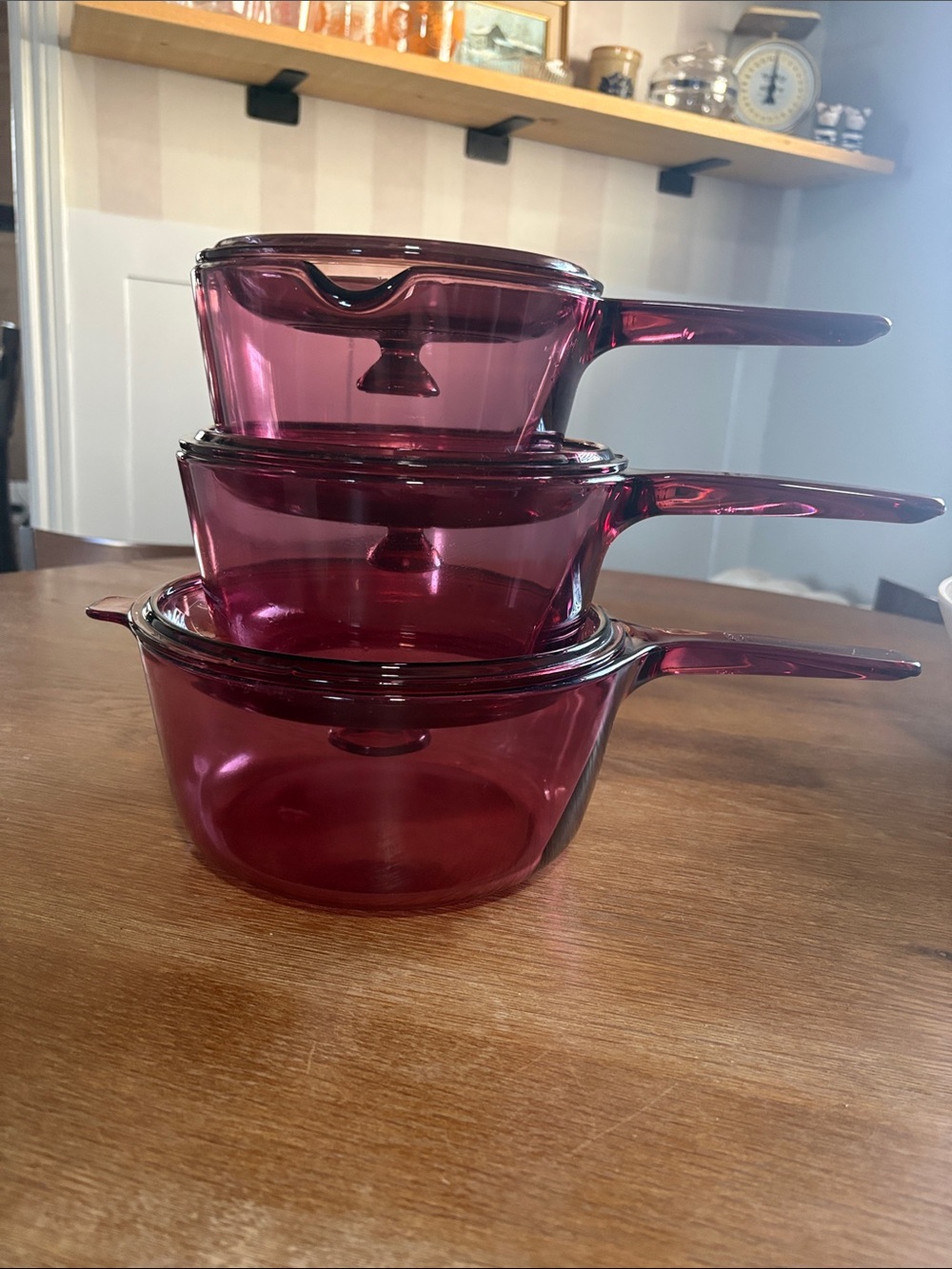 Vintage Corning Visions Cranberry Purple Glass Cookware Set with Lids - 6 Pieces